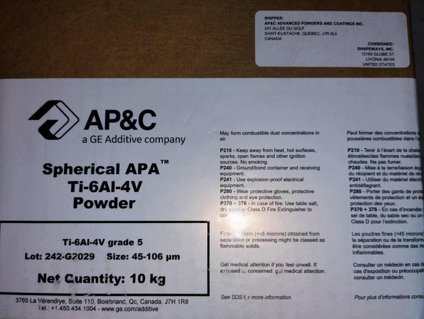 Ti-6Al-4V TC4 Ti64 powder L-PBF 3D Metal Printing